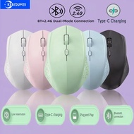 Dual Mode Bluetooth 5.2 & 2.4G Wireless Mouse 1600 DPI Ergonomics Type-C Rechargeable Silent Mouse G
