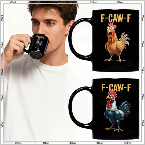 Coffee Mug Ceramic Funny F-Caw-F Chicken FCAWF Coffee Cup Mugs Farmhouse Themed Mug Animal Tea Cup C