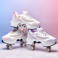 2026 Roller Skates Shoes Retractable Four-Wheel Lighting wheeled shoes - Teenagers Adult Fashion Sne