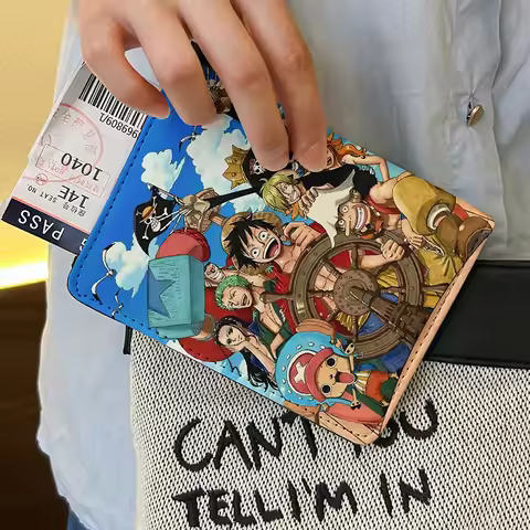 One Piece Luffy Passport Holder Anime Pu Portable Pasport Card Case Travel Accessories Cover Busines