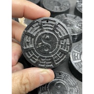 D8125 Natural Thai Dragon Palace Relic Raw Ore Black Diamond Tai Chi Gossip Pendant Hole