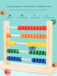 1入組木頭算盤計數玩具帶5行數和珠子適用於孩子們的教育性樂趣