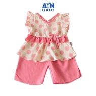 Bộ quần áo lửng bé gái họa tiết Bi hồng cổ tim - AICDBGPSKEXJ - AIN Closet