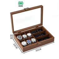 Watch Case & SAIKE S634 Brown Glasses, Durable and Luxurious