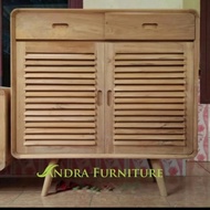 buffet tv model jadul kayu jati, buffet minimalis, credenza tv