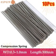 ESPOIR 10Pcs Compression Spring, Length 300mm 65Mn Spring Steel Long Coil Spring, Durable 0.3 0.4 0.