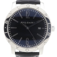 寶BVLGARI(Bvlgari) BB41BSLD 不鏽鋼和皮革自動機械指針顯示黑色錶盤男士腕錶 [二手]