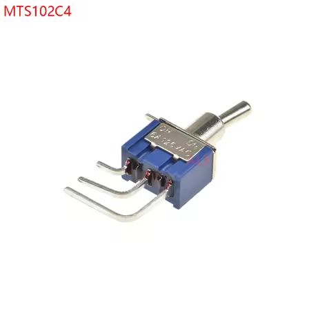 5PCS BLUE MINI MTS-102C4 RIGHT ANGLE Miniature toggle switch Panel Mount SPDT 3PIN ON-ON power switc
