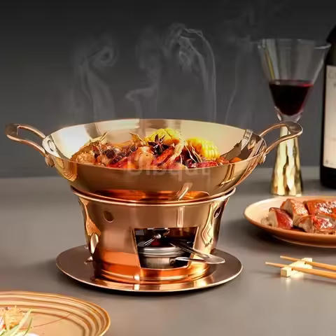 Dry pot Solid liquid Thickened stainless steel commercial pot Household suit pot big cooking Alcohol
