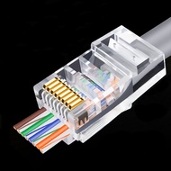 ขั้วต่อ Cat6 RJ45 50/100ชิ้น6U สายเคเบิลอีเธอร์เน็ตผ่านโมดูลปลั๊กเครือข่าย RJ-45หัวคริสตัล Cat5e Cat5