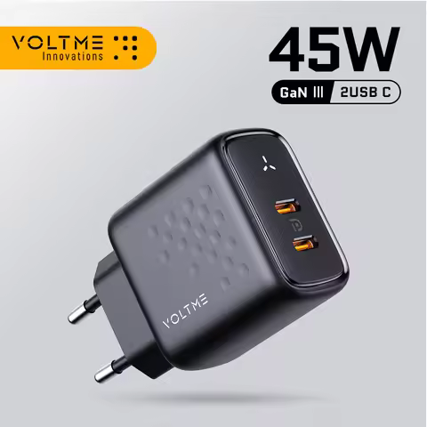 VOLTME USB Charger PD QC 3.0 Fast Charger Quick Charger PD 45W GaN Dual USB C Charger For iPhone Sam
