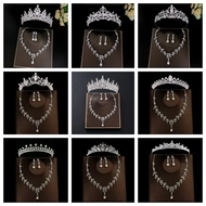 Jewelry Set ( Tiara + Necklace + Earrings ) Crystal Wedding Bride Accessories Luxury Crystal Bridal 
