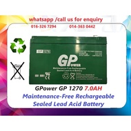 GPower GP Alarm Battery Autogate , Ups Battery GP (GPower) 12V 7AH NEW LABEL PREMIUM Rechargeable