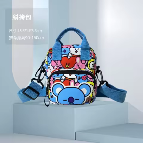 Korean Cute Cartoon Thick Canvas Crossbody Bag Bt21 Peripheral Casual Versatile Travel Shoulder Bag 
