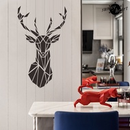 [SNNY] 1 Set Mirror Wall Sticker Self Adhesive Strong Stickiness Removable Reflective Effect Smooth Surface Deer Head 3D Mirror Sticker Wall Art Decoration Bedroom Supplies