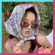 Khăn Lụa Vuông Cao Cấp Họa Tiết Hoa Nhí 70x70cm Phong Cách Hàn Quốc- Khăn Turban Bandana Choàng Cổ