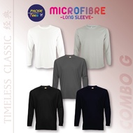 🚚[READY STOCK]QD54 Combo G T-shirt 100% Microfibre Eyelet Long Sleeve Baju Sukan Round Neck Quick Dr