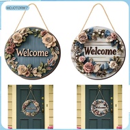 [mojotorw7] 2Pcs Wooden Hanging Signs Door Hanger Signs Floral Welcome Signs for Farmhouse Housewarm