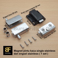 Stainless steel glass clamp hinge set / single stainless steel glass door magnet / push to open sing