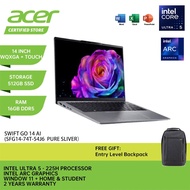ACER Swift Go 14 AI SFG14-74T-54J6 Laptop - 14" WQXGA+Touch/Intel U5-225H/16GB D5/512GB SSD/Intel AR