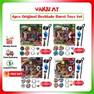 Ready Stock 4pcs Original Box Beyblade Burst Toys Set With Launcher Stadium Metal Fight Kid's Gift💥WANJU.MY💥 Boy Toys