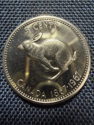 （原光）加拿大🇨🇦1967年5分紀念硬幣