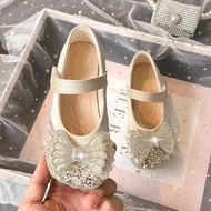 Girls Shoes New Children Butterfly Knot Soft Soled Leather Princess Shoes