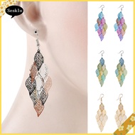 [SK] Lady Colorful Multi Layers Hollow Leaf Elegant Hook Earrings Jewelry Decor