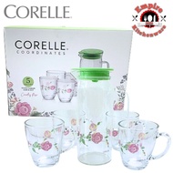 Corelle coordinates glass carafe and mug set country rose