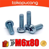 100pcs JP Bolts M6X80 mm Plus Screwdriver Bolts M6x80mm Plus Bolts M6 x 80mm