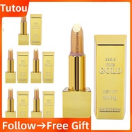 Tutoushop Sparkle Lipstick Gold Bar Design Waterproof Long Lasting Moisturizing Smooth Lip Makeup Cosmetics 3.5g