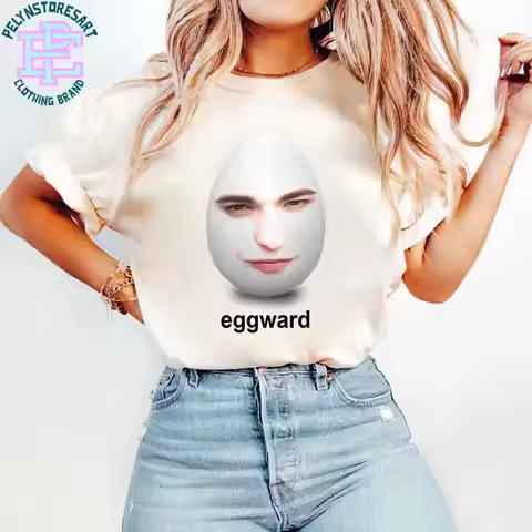 Eggward Meme T-shirt, Robert Pattinson Meme pattern T-shirt, Edward Cullen parody T-shirt, satirical