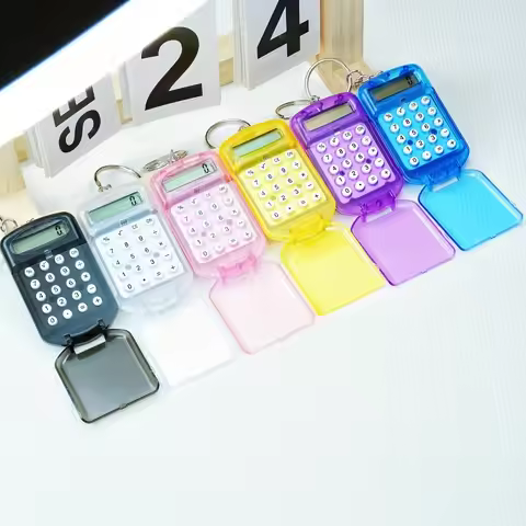 Mini Transparent Flip Calculator Portable Calculators Students' Supplies Gift Cute Calculator with K