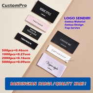 LOGO Custom Label Tag Customized Price Tag Tudung Clothing Label Baju Woven Label Tshirt Logo Tag Co