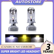 AUTO 2PCS H4 Bi Mini LED Projector Lens H4 LED Mini Projector Lens Hi/Lo Beam Canbus No Error Fog La