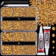 Resin Jelly Rhinestones for Crafting with B7000 Jewelry Glue, 2 Boxes Gold FlatBack Crystals with 2P