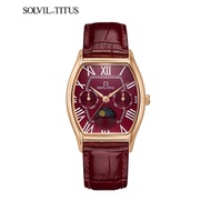 Solvil et Titus W06-03220-006 Women's Quartz Analogue Watch in Red Dial and Leather Strap