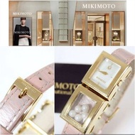 絕版稀款mikimoto 御木本5P珍珠粉色原版女皮革錶