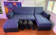 L shape blue fabric sofa set uratex foam cod only !!!