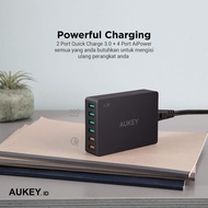 Handphone-Charger- Aukey Charger 6 Port Usb Quick Charge 3.0 Original