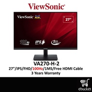 VIEWSONIC VA270A-H VA270AH / VA270-H-2 VA270H2 LCD Computer Monitor ( 27"/ IPS/ 120Hz/ 1ms/VGA+HDMI 