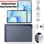 For New 2023 HUAWEI Honor Pad X9 2023 Tablet ELN-W09 11.5-inch Tempered Glass Screen Protector +Back Carbon Fiber