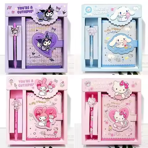New Sanrio Hello Kitty Kuromi My Melody Cinnamoroll Pompompurin Notebook Hand Ledger Suit Notepad St