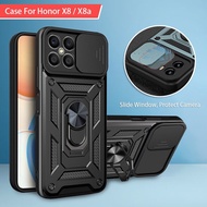 Case For Honor X8a X8 X6 X6a HonorX8a HonorX8 5G 4G 2023 2022 Phone Casing Back Cover Shockproof Bumper Car Ring Stand Holder Bracket Slide Window Camera Protect Soft Edge Hard PC