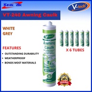 6 Tubes X V-Tech VT-240 Awning Caulk Awning Sealant Grey / White