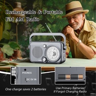 [CAK] Retro Portable Radio AM FM Shortwave Support 3.5mm Memory Card U Disk MP3 Player Vintage Radio With Bluetooth Speaker
