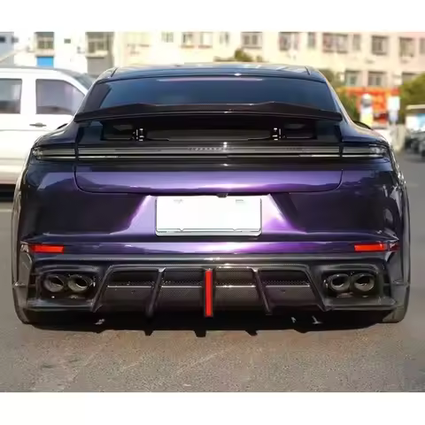 For Porsche Panamera 976 2024+ Carbon Fiber Car Back lip Rear Bumper Diffuser Splitters Spoiler Shun