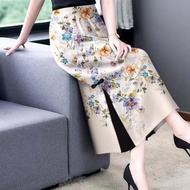Women's Medium Length Skirt Thin Split Slimming High Waist Skirt Above the Knee Summer