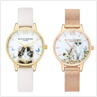 New Arrival! Olivia Burton Watch Women Watch Illustrated Animals Cat Midi Rose Gold Mesh