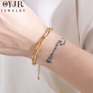 OYJR Minimalist Titanium Bracelet for Woman 18k Gold Gelang Tangan Perempuan Non-fading Stainless Steel Men's Bangle 手链